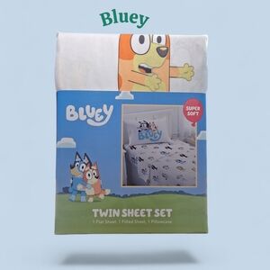 Bluey Twin Sheet Set Bingo Chloe Snickers & More Flat, Fitted, 1 Pillow New